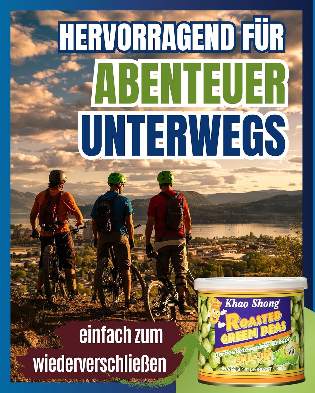 Khao Shong sült zöldborsó Wasabival, ropogós borsó fűszeres tésztában, alacsony zsírtartalmú alternatíva a diófélék helyett, közepesen fűszeres, 1 140 g-os doboz | 140 g (1 csomag)