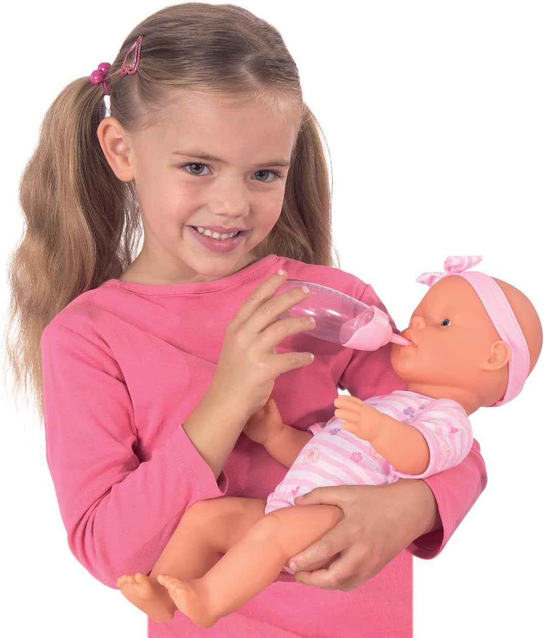 Simba 105039005 - New Born Baby Puppe, für Kinder ab 3 Jahren, Spielpuppe mit Funktionen, kann Trinken und PIPI Machen, 8 Teile, mit Babypuppe & Zubehör