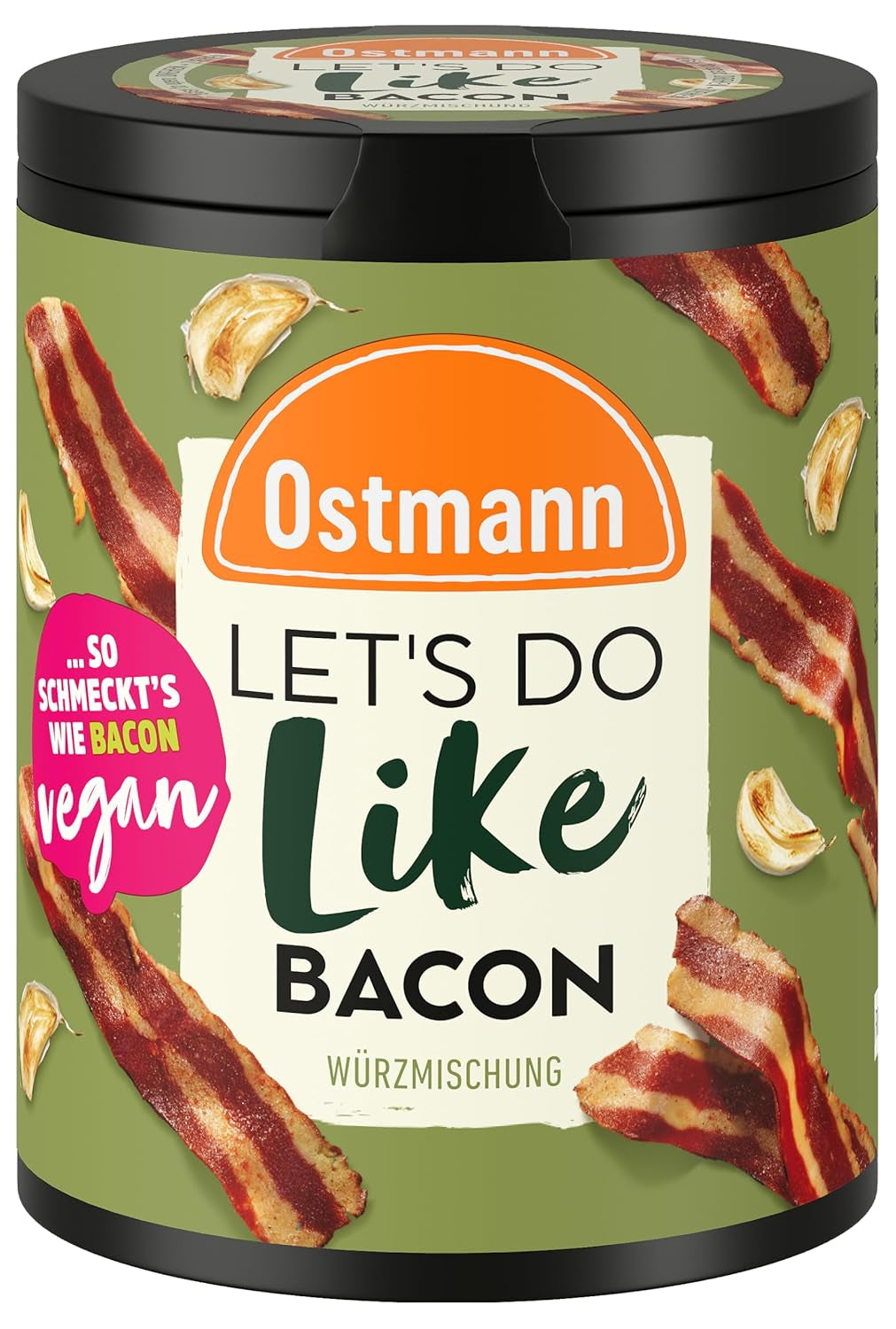 Ostmann Gewürze – Csináljuk, mint a szalonnát | Bacon-Geschmack für ungewürzte Fleischersatzprodukte | Gewürzsalz für Tofu und vegetáriánus/vegán Eintöpfe | 80 g Metalldose recyclebarban