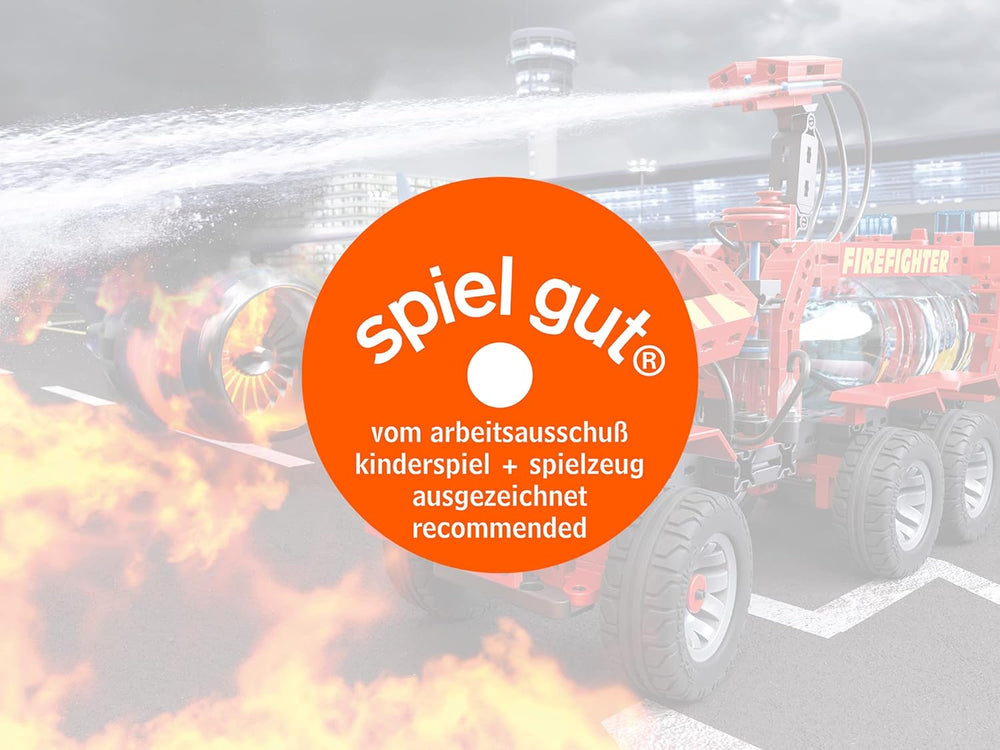 fischertechnik 564069 Advanced Firefighter – Bausatz für Kinder ab 7 Jahre, Experimentierbaukasten mit Feuerwehrauto & Spritzfunktion, elősegíti a műszaki megértést, Schwarz, Mittel