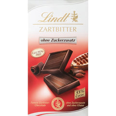 Lindt csokoládé | Étcsokoládé tábla hozzáadott cukor nélkül | 100g | A legjobb étcsokoládé 55% kakaóval, hozzáadott cukor és glutén nélkül | Gluténmentes csokoládé tábla