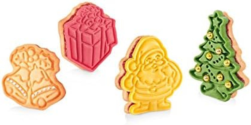 Forme de biscuiți Tescoma cu ștampilă Delicia de Crăciun, asortate, set de 4 piese