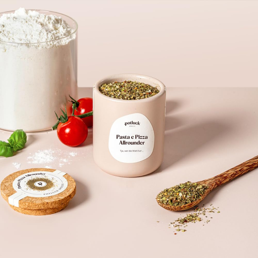Potluck | Tészta és Pizza Kräuter | Gewürzzubereitung im Keramiktopf | 40g | Vegán, gluténmentes és természetes alapanyagokból
