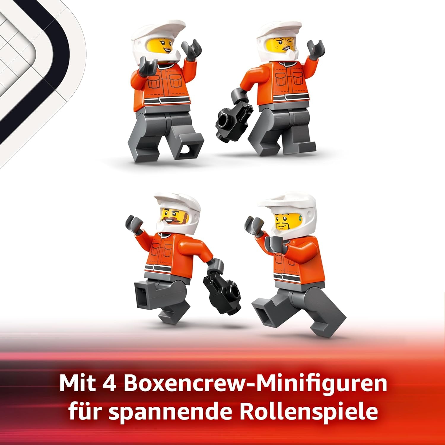 LEGO City F1 Pit Stop Pit Crew-val és Ferrari Flitzerrel - Formel 1 Pit Stop készlet 1 versenyzővel és 4 szerelő minifigurával - Spielzeug Rennauto für Boys und Mädchen ab 6 Jahren - 60443