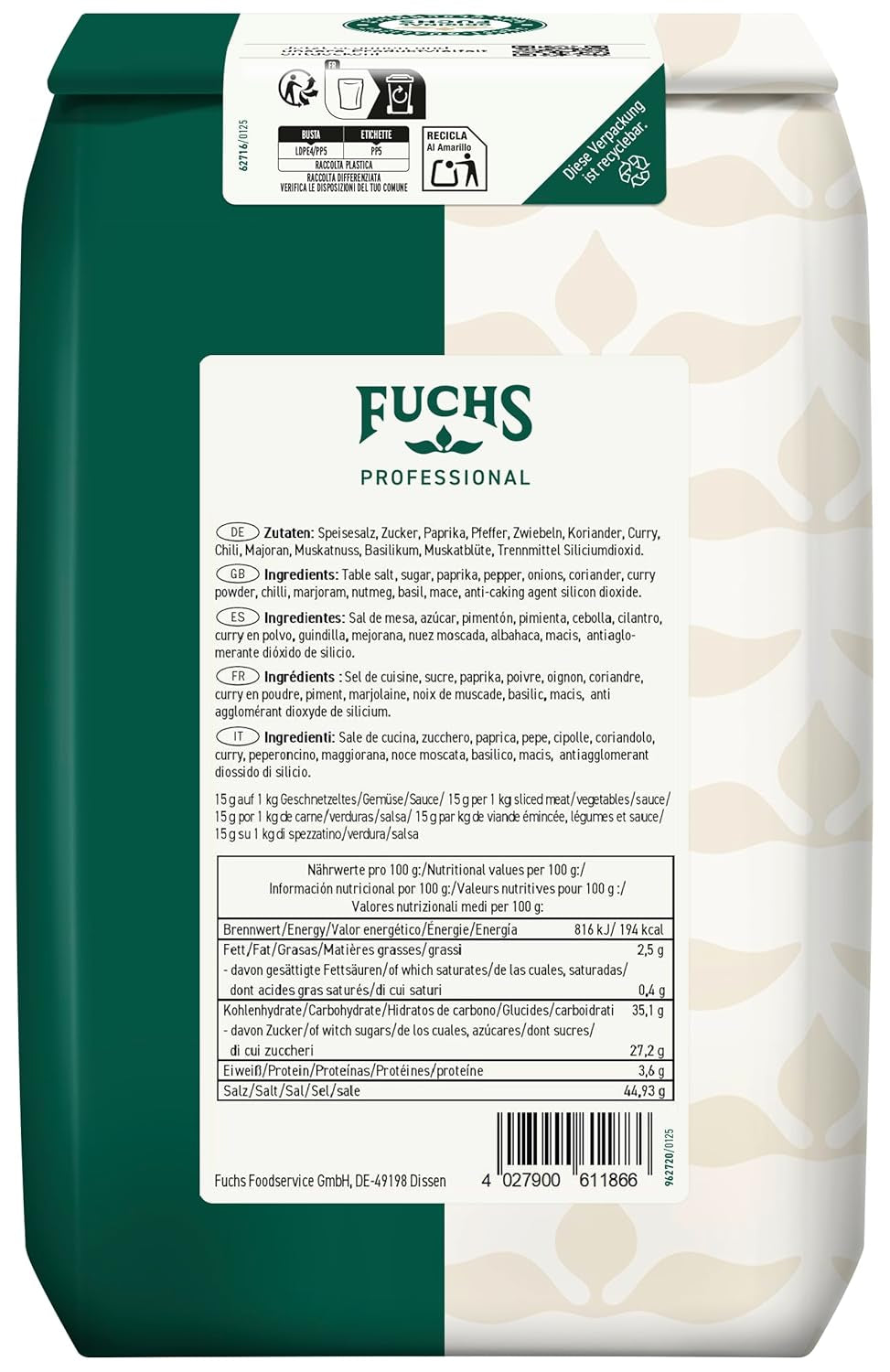 - Kína Gewürzsalz | Vielseitig einsetzbares asiatisches Gewürz | Kein Salzen mehr erforderlich | Profi-Qualität für Großverbraucher | 1,5 kg-os újrahasznosítható zacskó