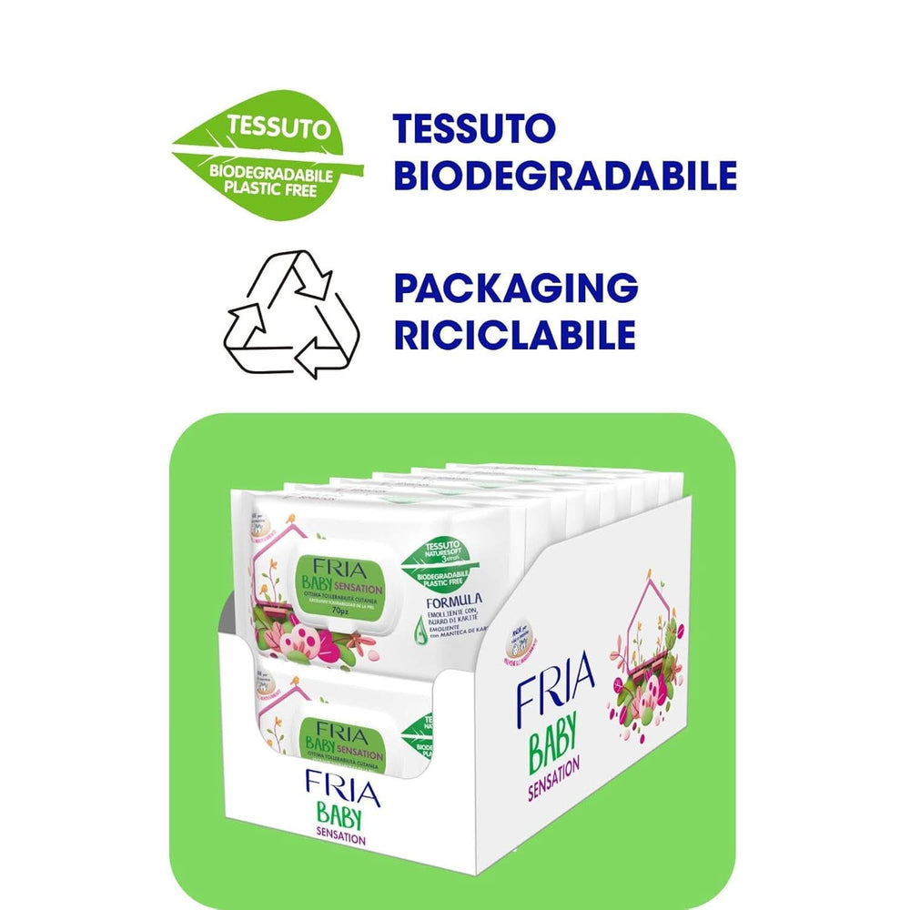 Fria Baby Sensation törlőkendők, bőrnyugtató shea vajjal, bőrgyógyászatilag tesztelt, maxi economy csomag 840 Naty Shop Baby Wet Wipes törlőkendővel