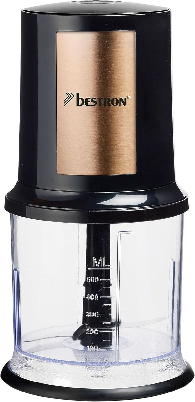 Bestron Elektrischer Multi-Zerkleinerer, Universalzerkleinerer Mit Zwei Schneidemessern & 500Ml Kapazität, Große Pulstaste, 400 Watt, Szín: Kupfer Kitchen Naty Shop