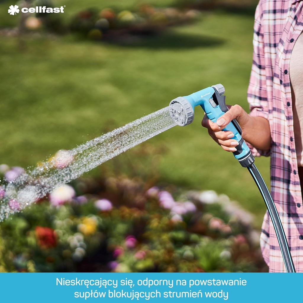 Furtun de grădină Cellfast MULTIFLEX PRO, durabil, cu 6 straturi, împletitură tricotată ATS2, rezistent la UV și alge, fără metale grele, tehnologie de catifea, 35 bar, -20/+65°C, 3/4", 30m