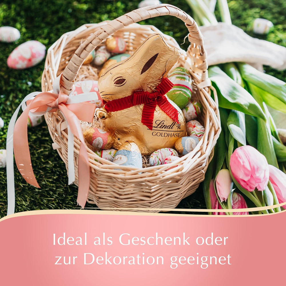 Csokoládé nugát tojás, Lindt csokoládé dekoratív kiadás, arany | 90 g | 5 finom mogyorós nugát csokitojás alpesi tejcsokoládéban | Húsvéti csokoládé | Csokoládé ajándék