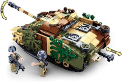 WWII – Deutscher Jagdpanzer (524 Teile), Spielset, Steckbausteine, mit Spielfigur, für Kinder ab 4 Jahren, Mehrfarbig