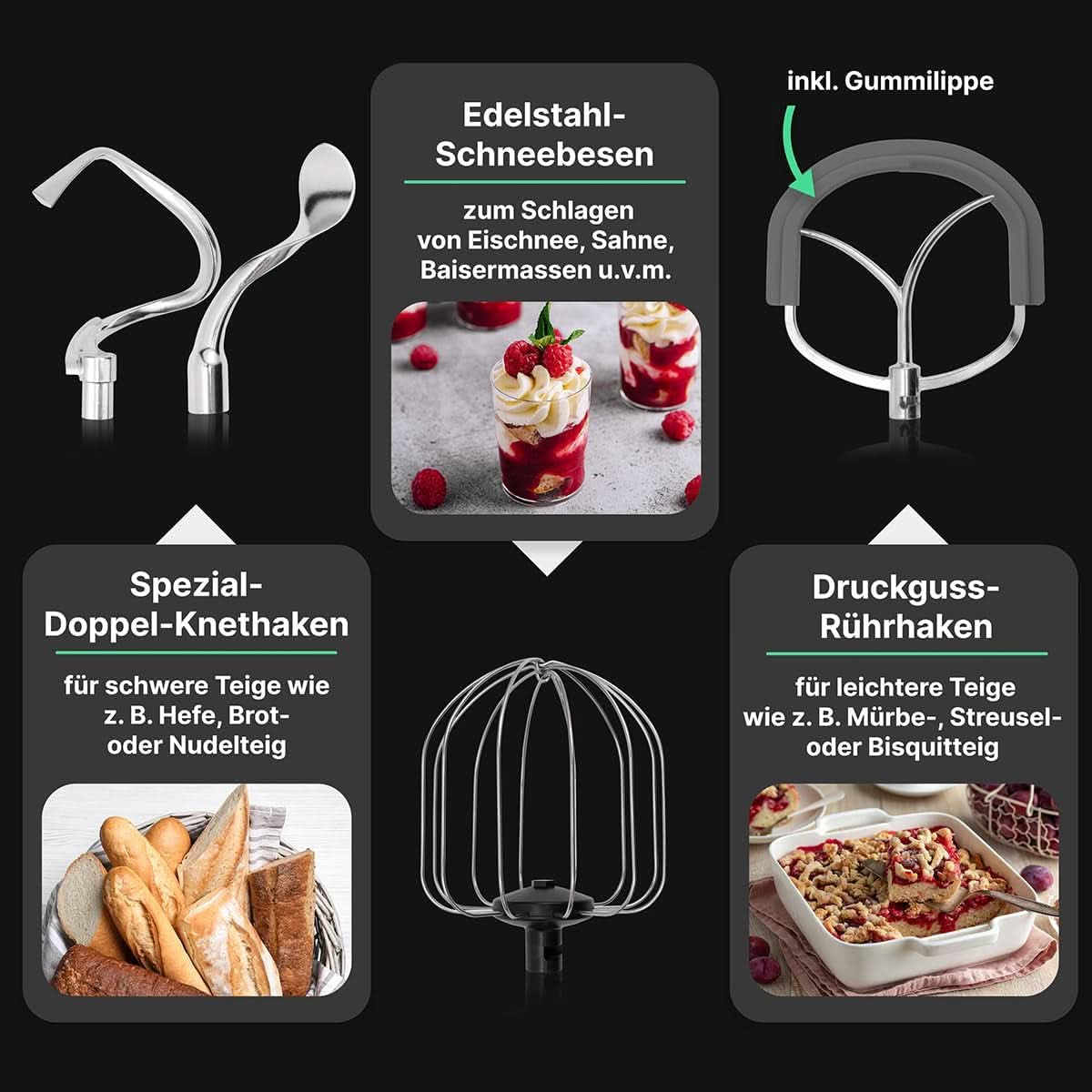 Proficook® Küchenmaschine Mit XXL 12L Schüssel | Knetmaschine Mit 2500W Longlife-Profi-Motor | Metallgetriebe Und Led-Display | Konyhai robotgép Für Bis Zu 8,5 Kg Tészta | 13 Sebesség | PC KM 1254 Anya és Gyermek Naty Shop