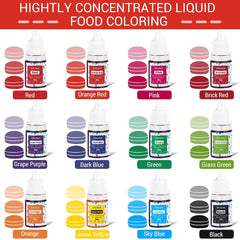 Colorant alimentar lichid – 12 culori colorant alimentar foarte concentrat pentru copt, băuturi, macaroane, fondant, decorare tort, set de coloranți alimentari pentru săpunuri DIY, slime, meșteșuguri (6 ml fiecare)