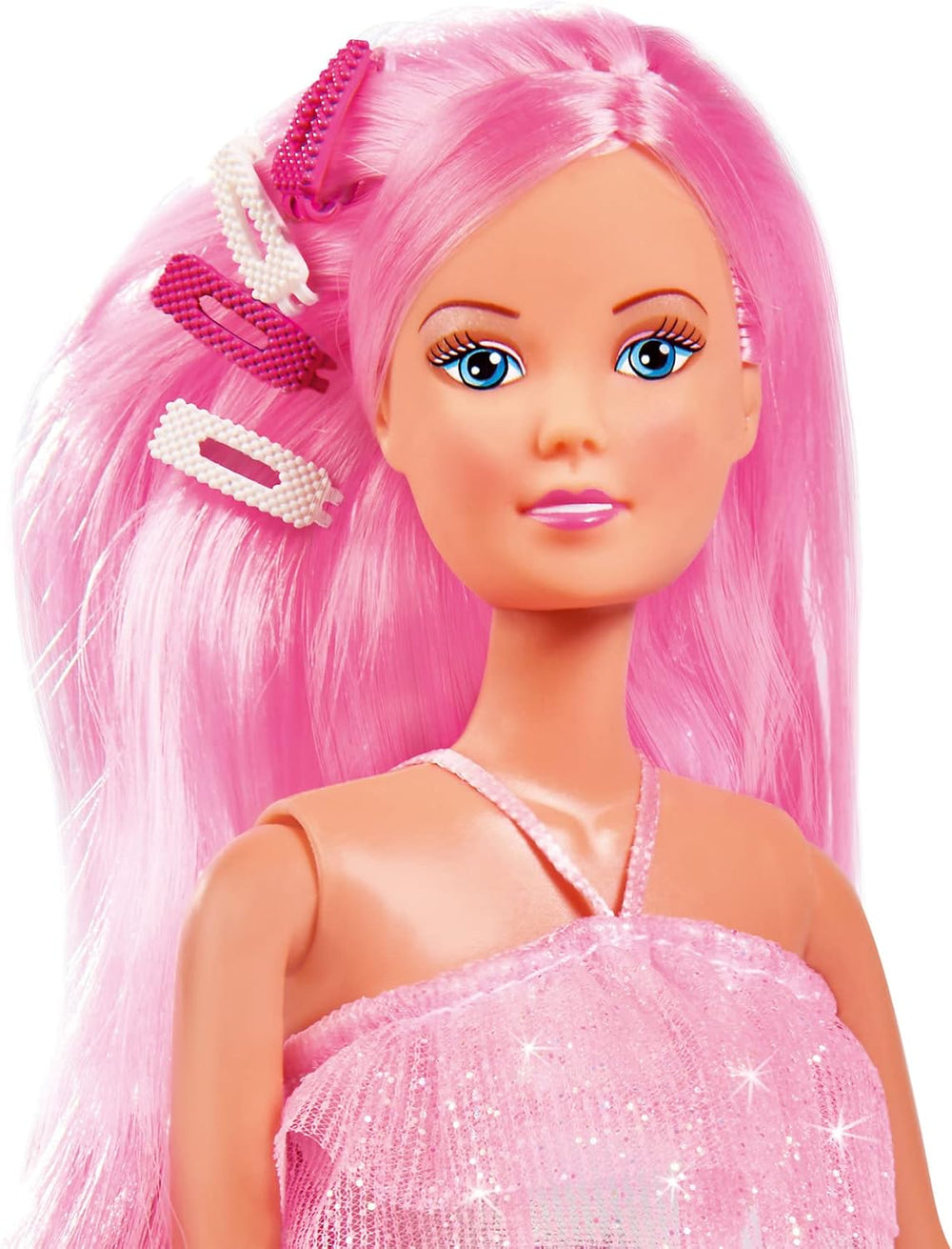 Simba 105733504 - Steffi Love Hair Glam, Puppe im Glitzerkleid mit extra Langen Haaren, Haarclips és Bürste, 29 cm, Für Kinder ab 3 éves