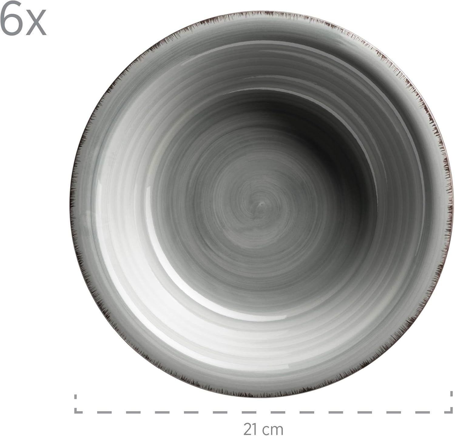 MÄSER Teller-Set Für 6 Personen Im Modernen Vintage Look, 12-Teiliges Tafelservice, Handbemalt, Blau, Steingut, Rauchblau (Bel Tempo II) Seturi vesela masa Naty Shop