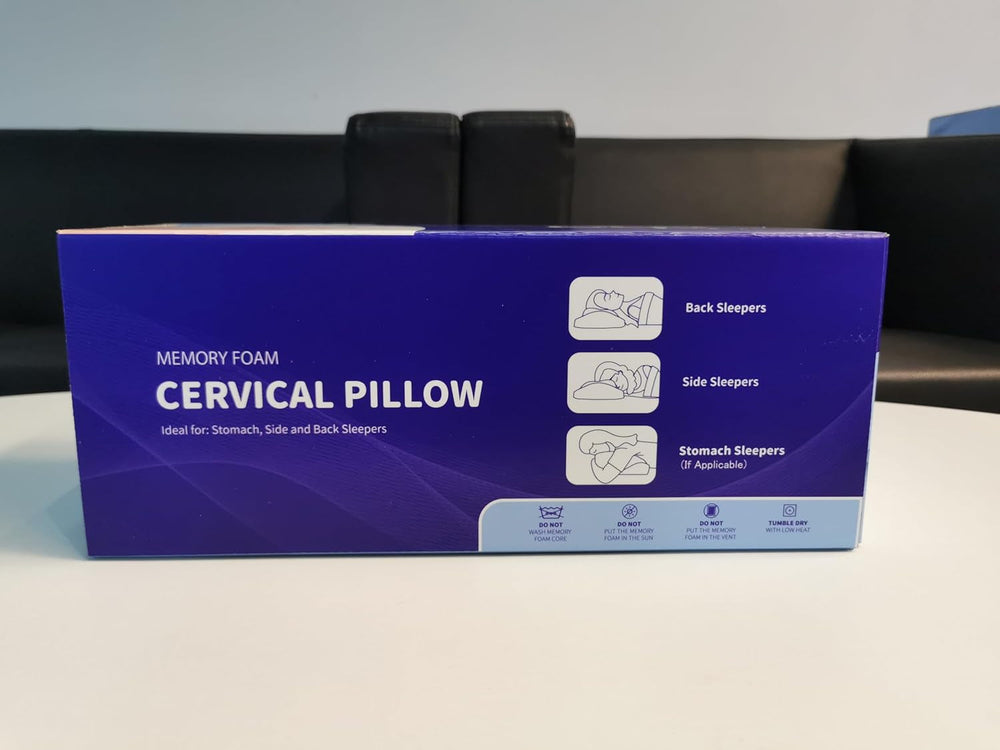 Pernă pentru dureri de gât, pernă ergonomică ortopedică pentru gât, pernă din spumă de memorie pentru părți, spate și abdomen, pernă anti-sforăit pentru bărbați femei (62 * 34.5 * 12/8CM) Perne ortopedice cervicale Naty Shop