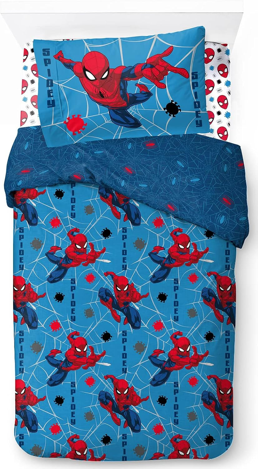 Ágynemű gyerekeknek, Disney karakterek, 100% pamut Ágynemű - gyermek Naty Shop Blue - Spiderman 135X200/50X70 (3 db)