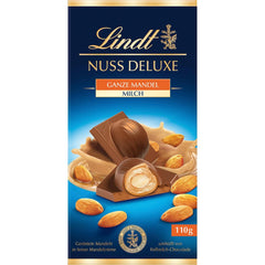 Lindt csokoládé | NUT DELUXE Csokoládé tejjel és mandulával | 110g | Tejcsokoládé pirított mandulával sima mandulakrémben | Csokoládé tábla