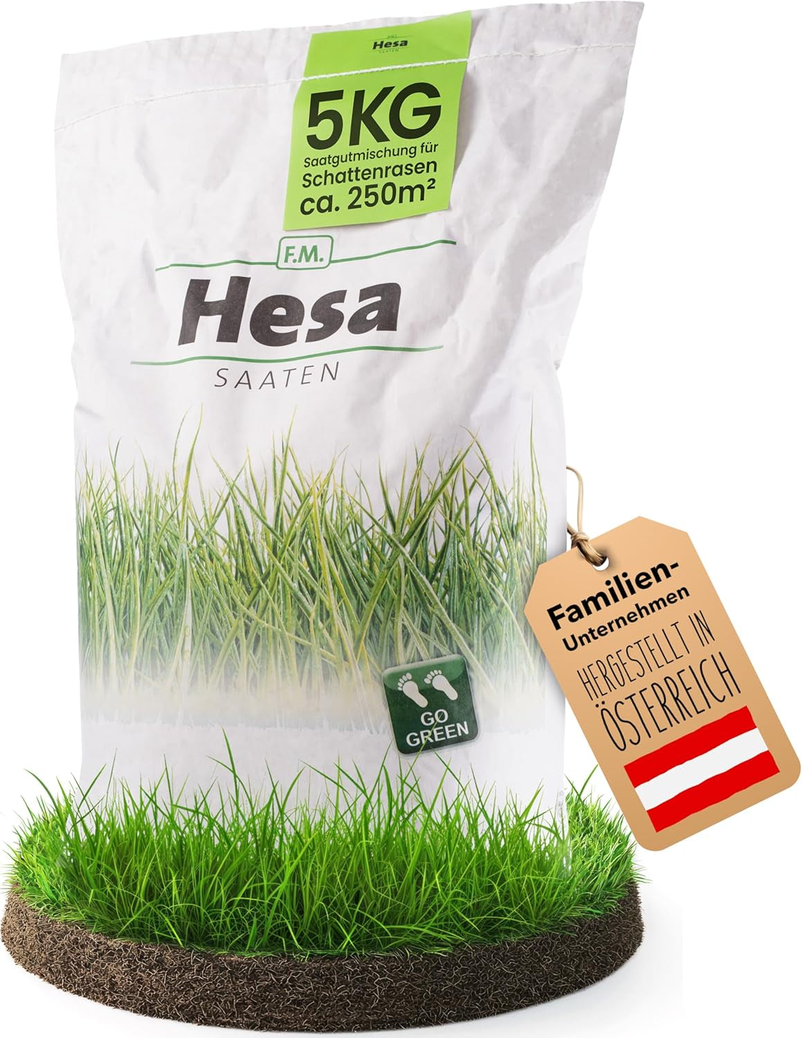 Hesa Schattenrasen RSM 7.4, 1Kg Für Ca 50 M², Premium Rasensamen, Zierrasen Für Schatten, Halbschatten Und Auch Vollsonne, Grassamen in Profiqualität