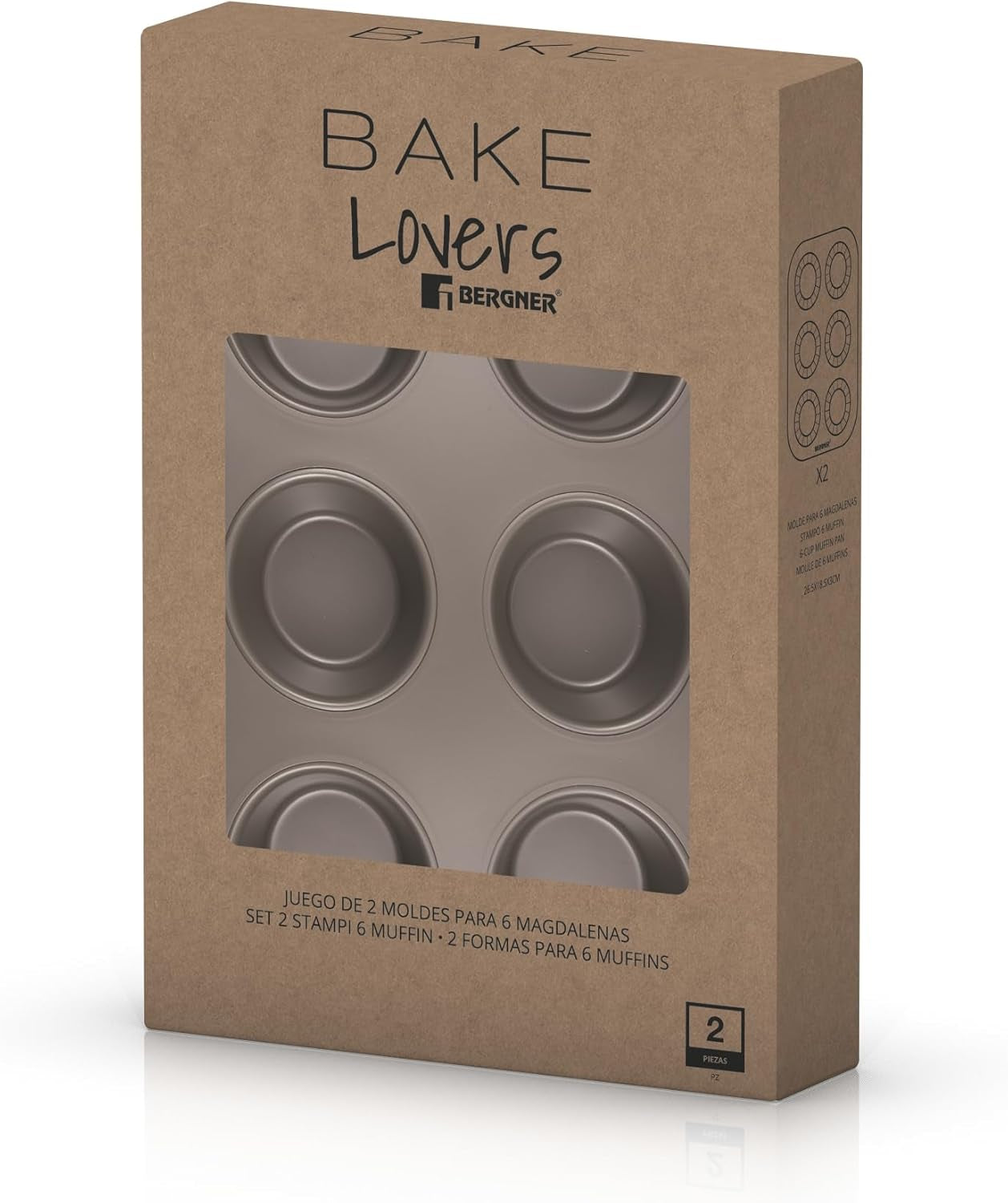 BERGNER BAKING LOVERS - Set Von 2 X 6 Cup Muffinformen - Kohlenstoffstahl Mit Ilag Essential, PFOA Frei, Leicht Zu Reinigen Matrite si tavi pentru copt Naty Shop