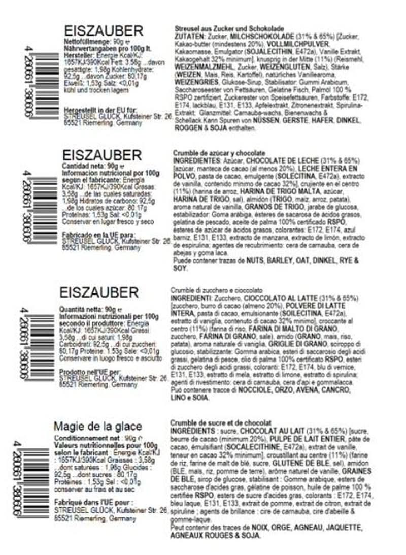 Streusel Glück, Mix Sprinkles Hópelyhek, Kék Fehér, 90 gramm Sprinkles Naty Shop