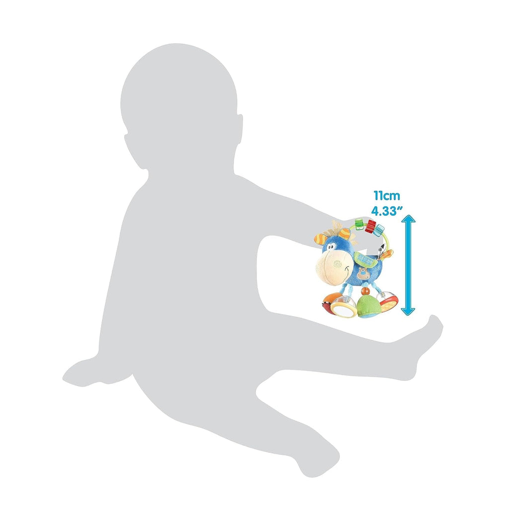 Playgro 101145 Cal de pluș cu zornăitor, jucărie educativă, de la 3 luni, fără BPA, Playgro Toy Box Horse Klipp Klapp, albastru/colorat, 40016, dimensiuni: 15 x 6 x 20 cm , 1 buc Jucarii Bebe Naty Shop