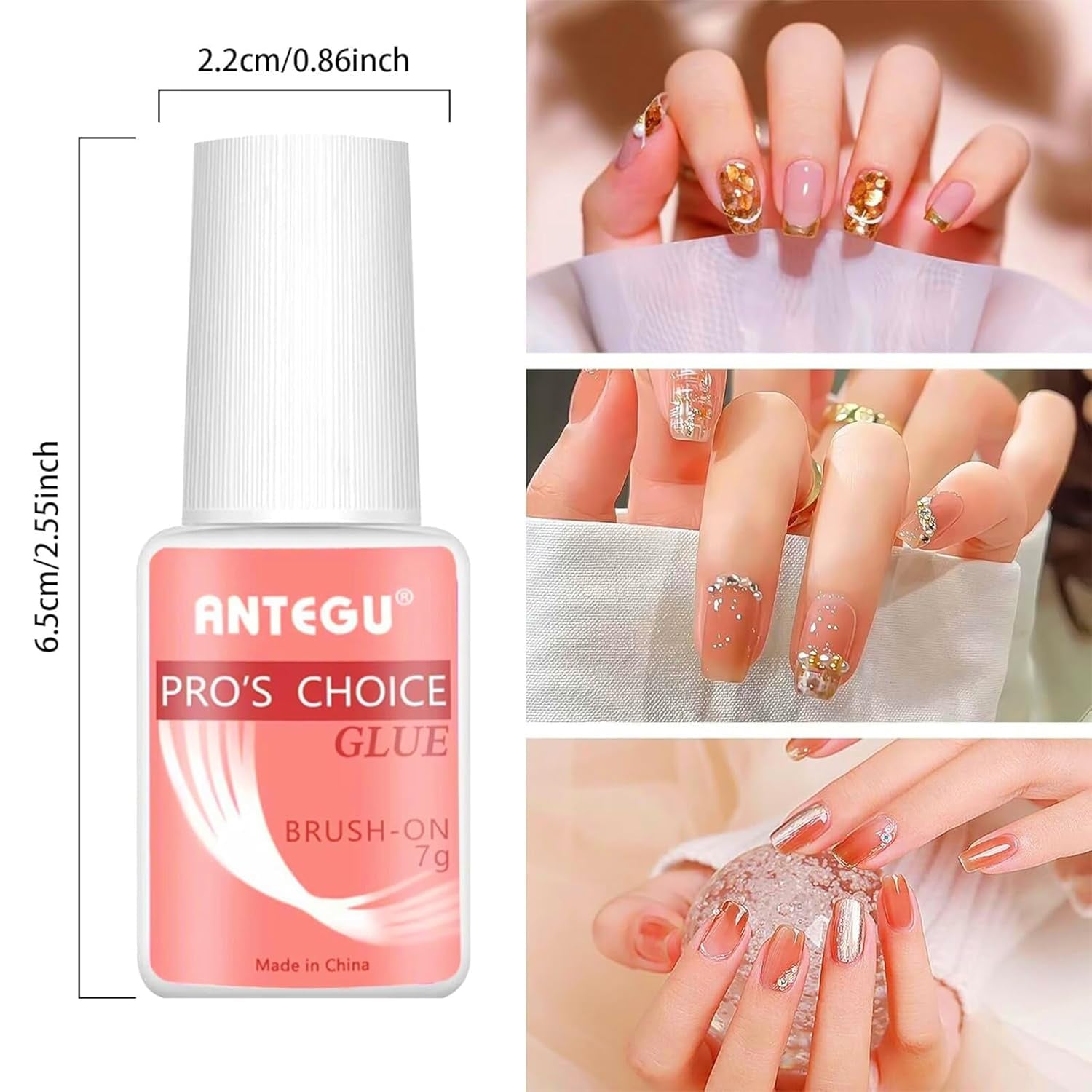Lipici extra puternic pentru unghii – Include pensulă, 4 x 7g lipici pentru extensii de unghii, lipici acrilic pentru vârfuri și lipici artificial pentru unghii