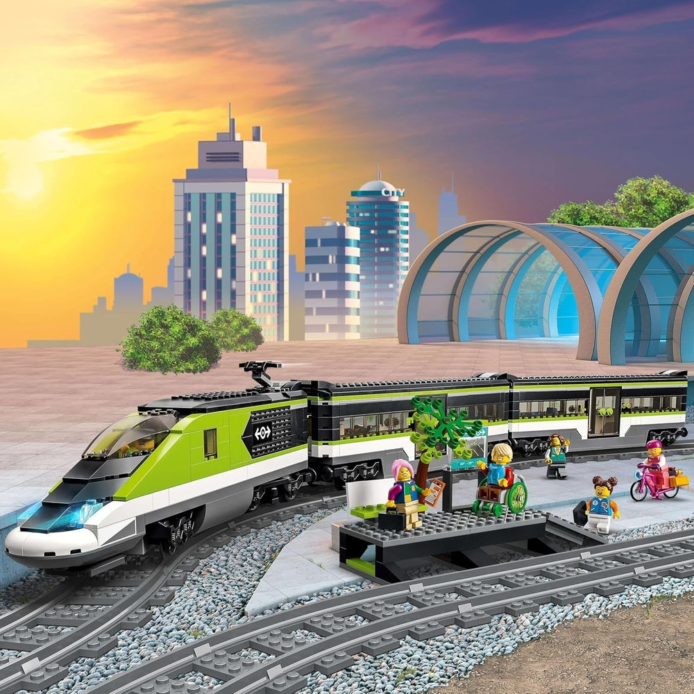LEGO City Passenger Express vonat, távirányítós vonatkészlet, vasúti játék fényszórókkal, 2 kocsi és 24 sín elem, ajándék gyerekeknek, fiúknak és lányoknak 60337 építőkészletek Besuche den LEGO-Store