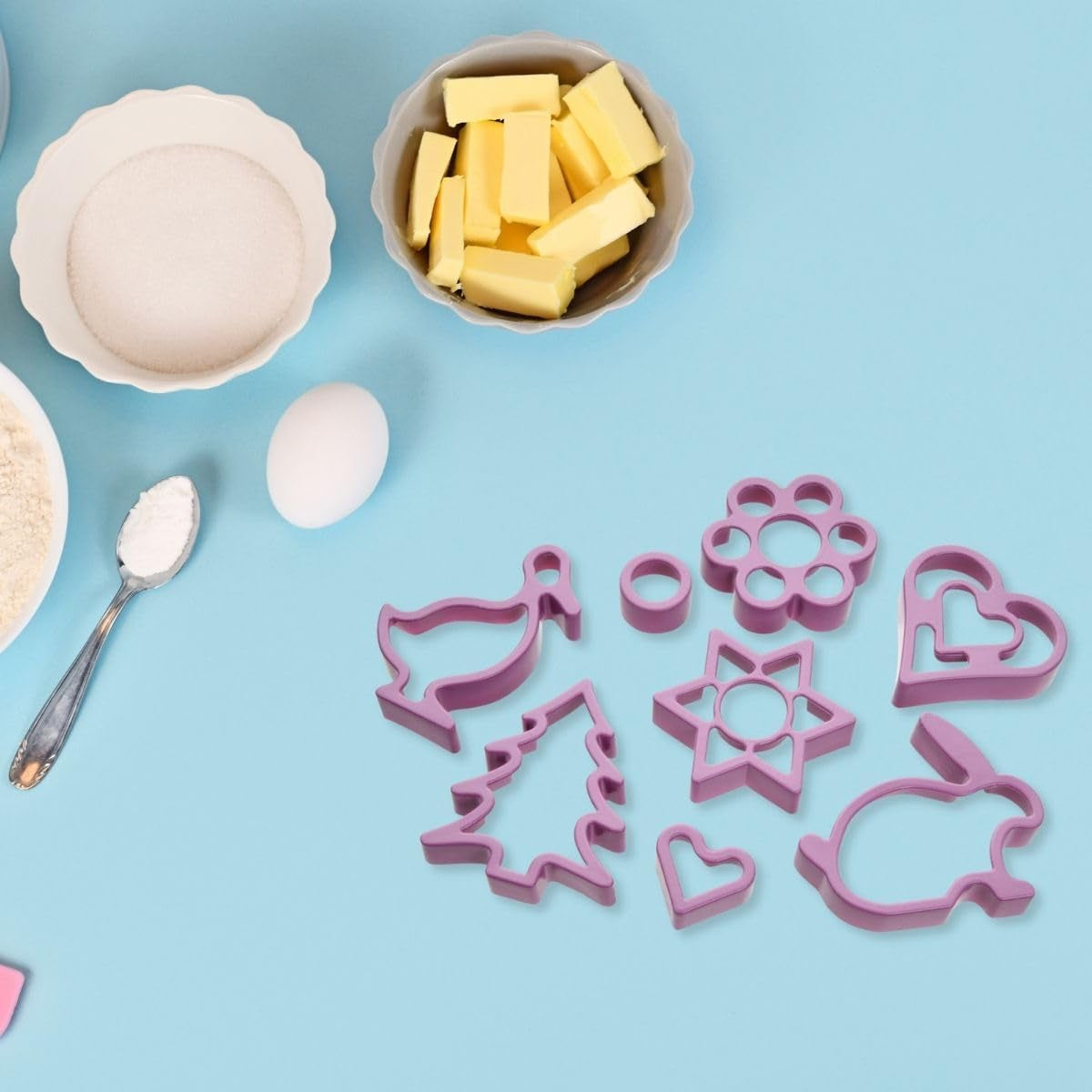 Formă de tăiat fursecuri Zenker 2 în 1 pentru bomboane, formă de patiserie, formă de tăiat fursecuri pentru Paște și Crăciun (Culoare: Roz înghețat), Cantitate: 8 bucăți