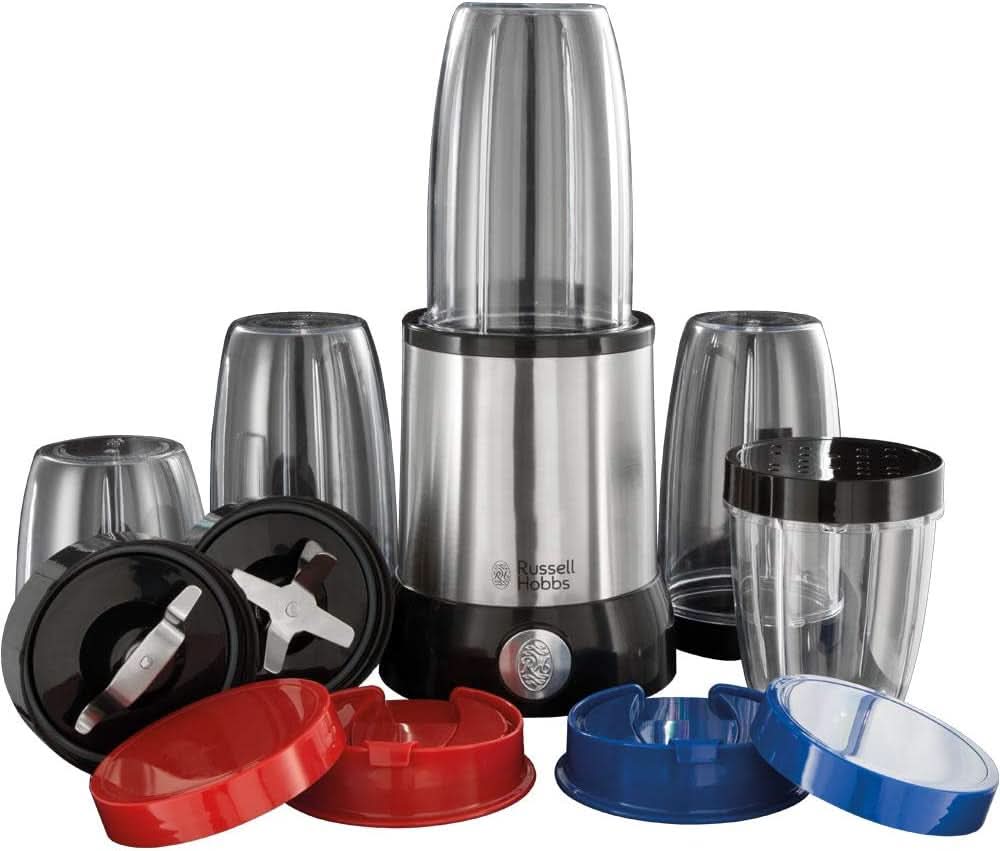 Russell Hobbs Mixer [Multifunktions- Standmixer] Nutriboost (Inkl. 5 Bpa-Freie Und Spülmaschinengeeignete Behälter + Deckel, 22.000 U/Min, 0.9 Ps-Motor) Elektrischer, Smoothie-Maker 23180-56 Bucatarie Naty Shop
