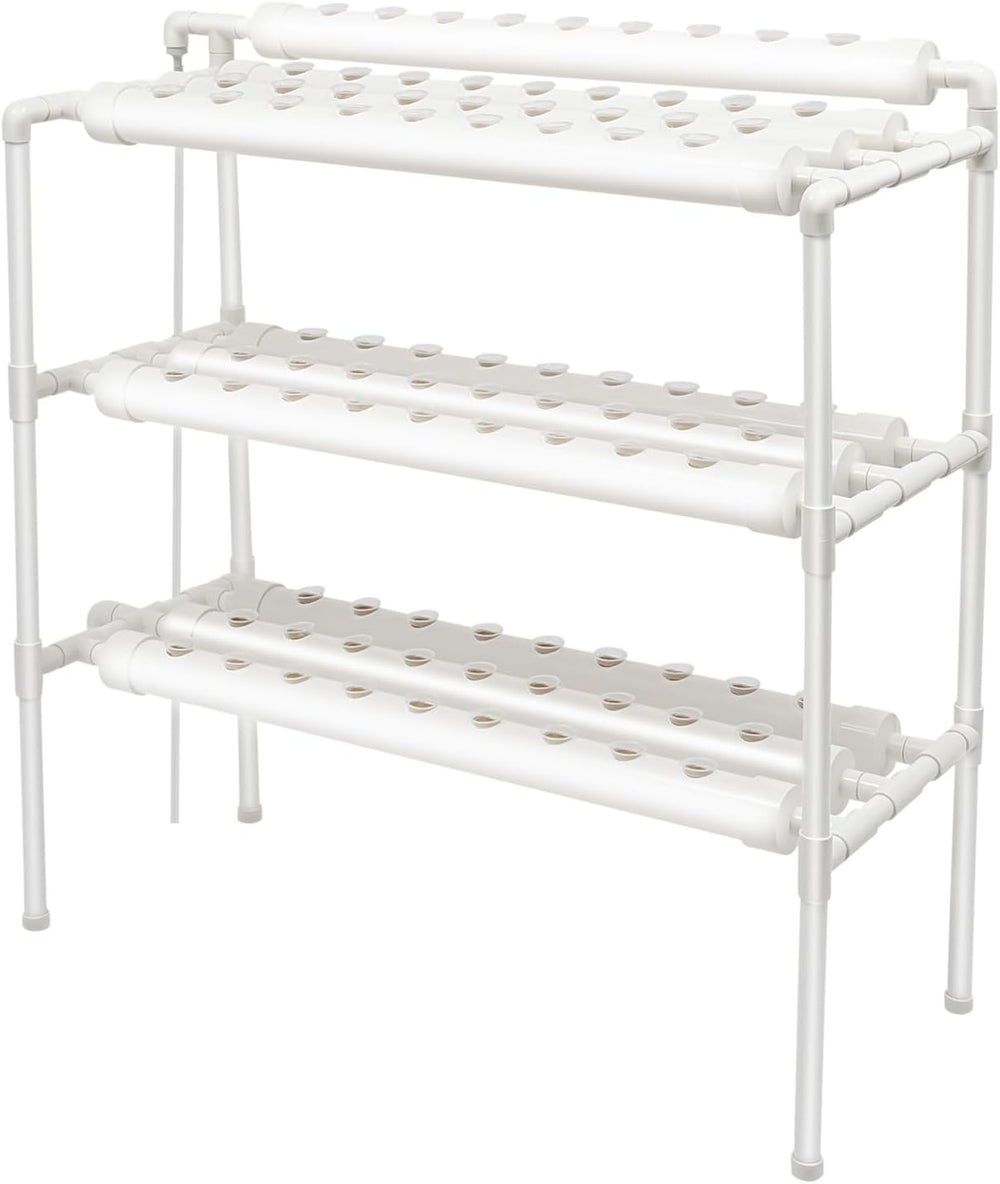 Háromrétegű hidroponikus termesztőkészlet 90/108 ültetési hellyel és vízszivattyúval, PVC talajmentes növénytermesztő rendszerekkel, hidroponikus termesztőkészletekkel zöldségekhez és gyümölcsökhöz (108 ültetési hely)