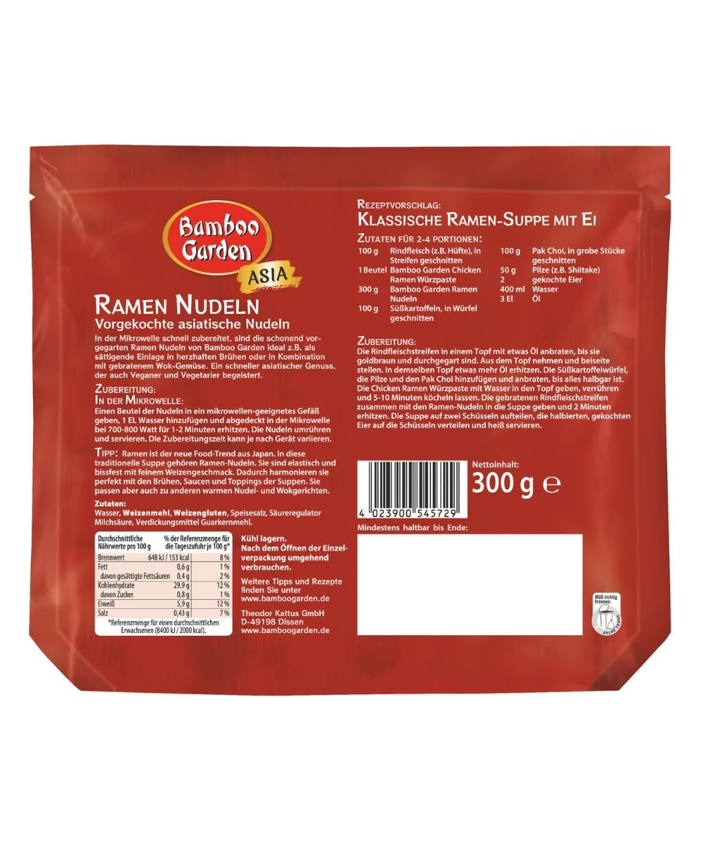 Bamboo Garden - Előfőzött ramen tészta | 2 perc alatt kész | Vegánok | 300g zacskóban