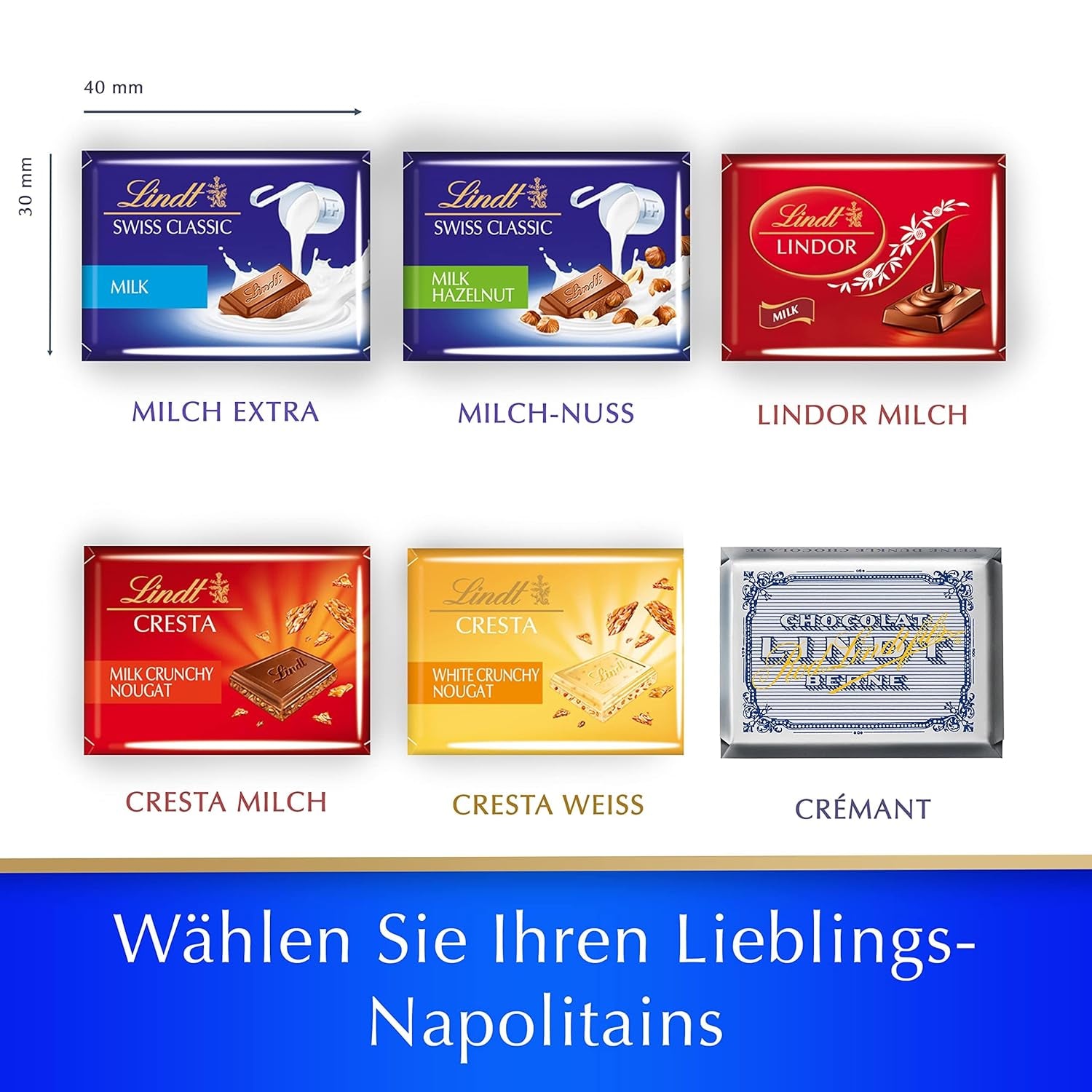 Lindt Swiss Classic Collection csokoládédoboz | Tejcsokoládé táblák | Mini csokoládészeletek | 185g | Csokoládé ajándék