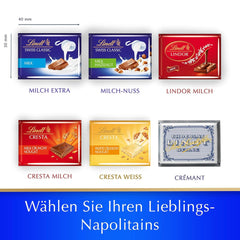 Lindt Swiss Classic Collection csokoládédoboz | Tejcsokoládé táblák | Mini csokoládészeletek | 185g | Csokoládé ajándék