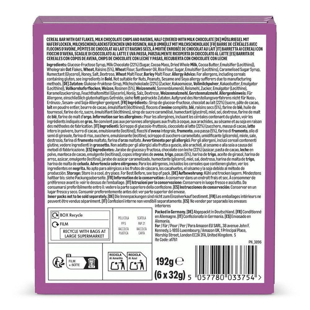 Müzliszelet csokoládéval és mazsolával az Amazonból, 192g