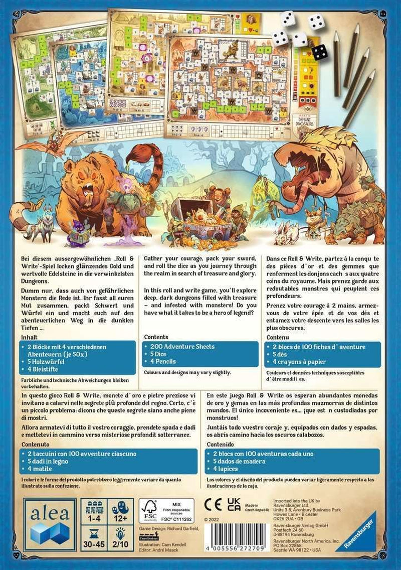 Ravensburger 27270 – Dungeons, Dice and Danger, Alea stratégiai játék, kockajáték felnőtteknek, gördülő és író játék 12 éves kortól