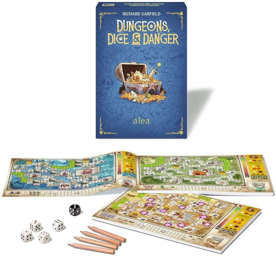 Ravensburger 27270 – Dungeons, Dice and Danger, Alea stratégiai játék, kockajáték felnőtteknek, gördülő és író játék 12 éves kortól