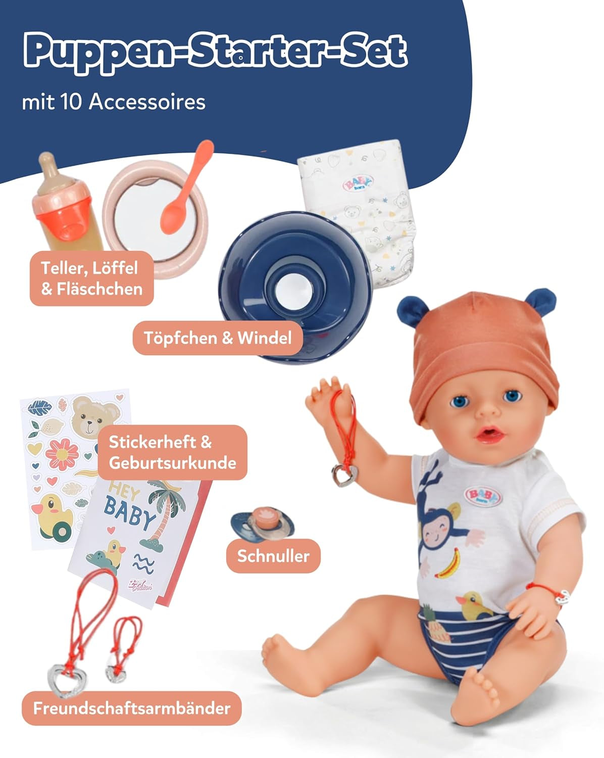 BABY Born Emma în stil junglă - Păpușă de 43 cm înălțime - 10 funcții Inclusiv accesorii și rochiță în culori unisex - Funcționează fără baterii - Potrivit pentru copii cu vârsta de 3 ani și peste Papusi Naty Shop