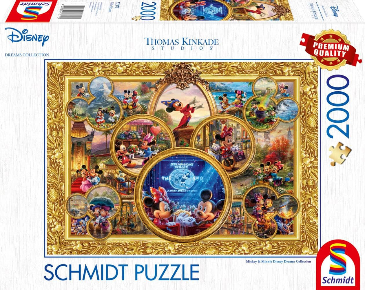 Schmidt Spiele 57371 Thomas Kinkade, Disney, Mickey & Minnie, Dream Collage 2, kirakós játék 2000 darab Puzzle Naty Shop Alapértelmezett cím