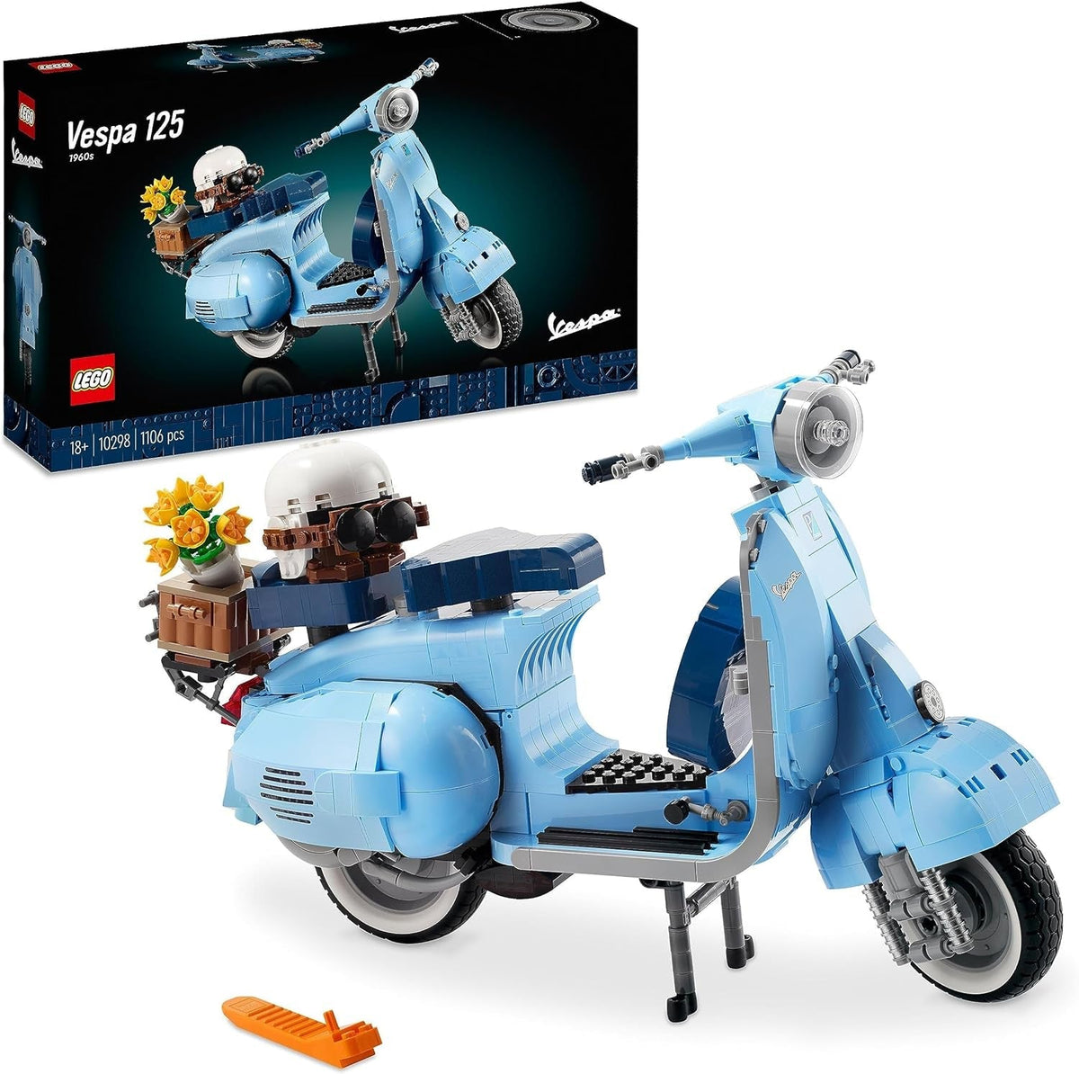 LEGO Icons Vespa 125, megépíthető motorkerékpár-modell, régi olasz robogó, modellkészlet felnőtteknek, szobadekorációs bemutató, ajándékok nőknek és férfiaknak, 10298 építőkészlet Besuche den LEGO-Store egységes szabványos csomagolás