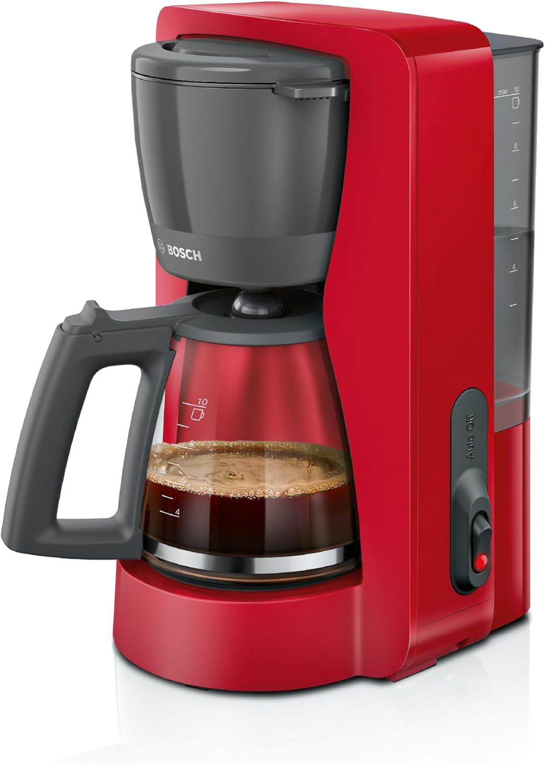 Espressor cu filtru Bosch MyMoment TKA2M113, carafă din sticlă de 1,25 l, pentru 10-15 cești, funcție de menținere la cald timp de 40 de minute, sistem anti-picurare, suport pentru filtru rotativ, rezervor de apă detașabil, 1200 wați, negru mat