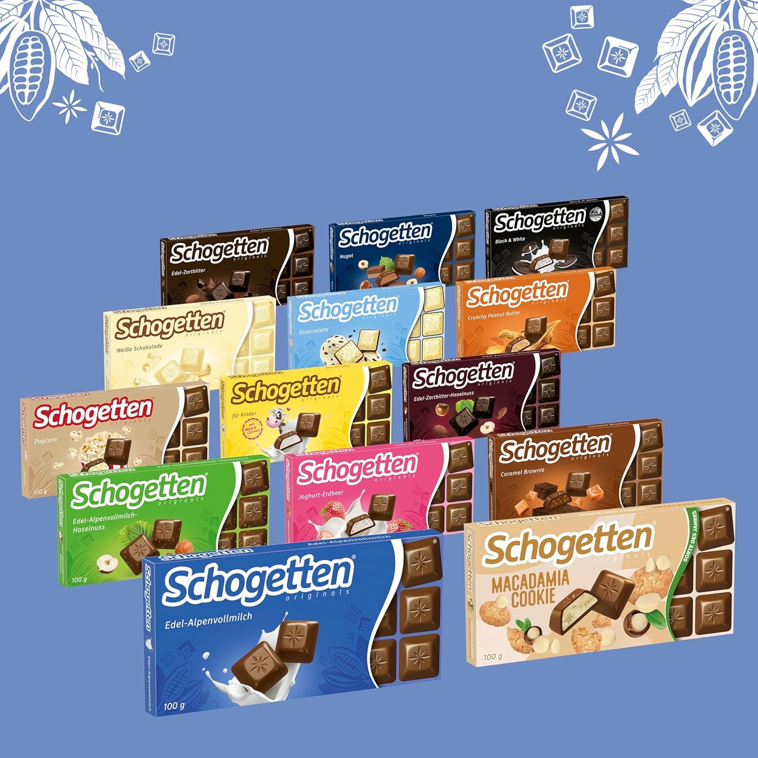 Schogetten Premium Alpine tejcsokoládé tábla, 100g, egyenként adagolva. Öröm. Darabról darabra.