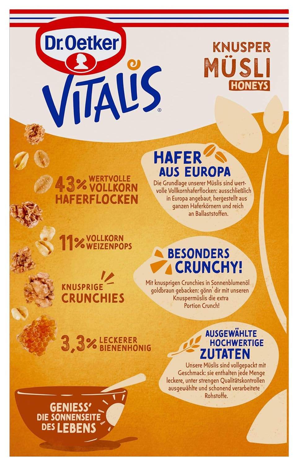Dr. Oetker Vitalis ropogós mézek: Mézes ropogós müzli reggelire és uzsonnára, 5 csomag (5 x 600 g)