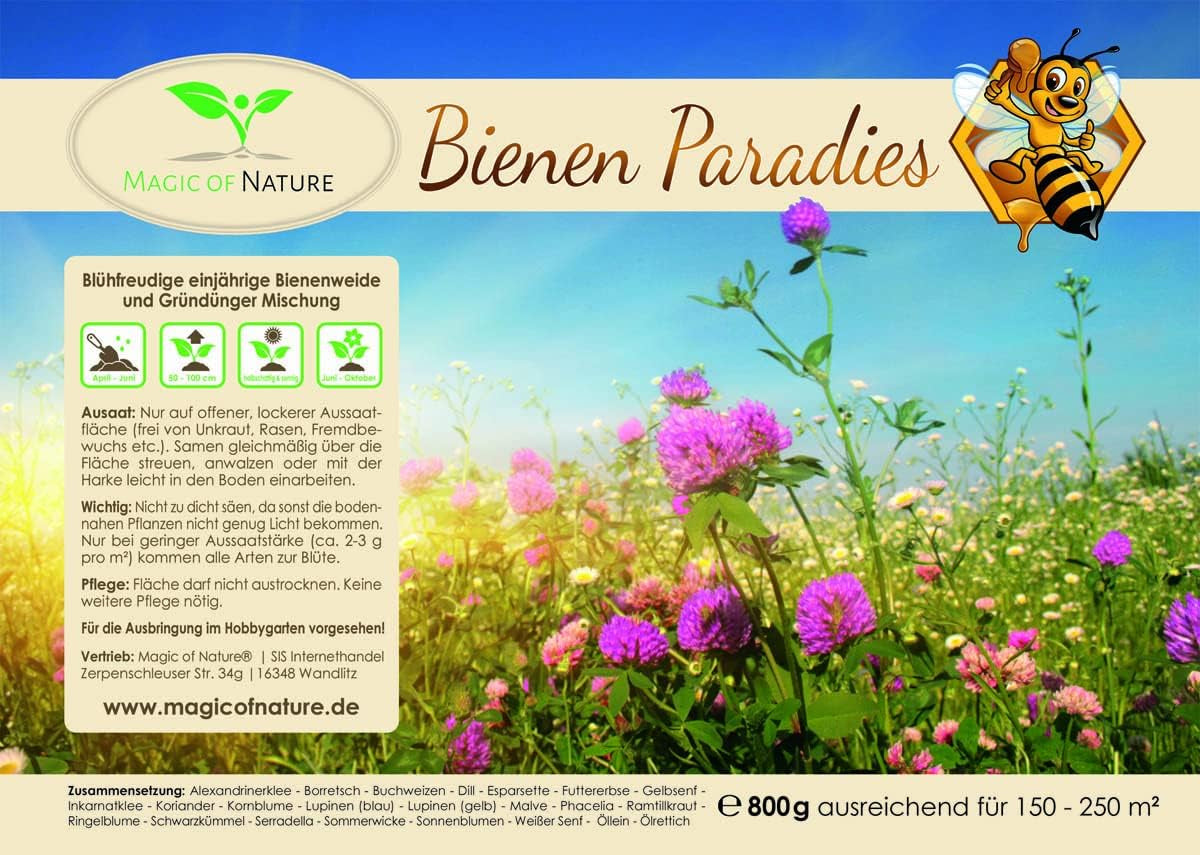 A természet varázsa 800gr. Blumensamen Mischung - Bienen Paradies - Blühfreudige Bienenweide für 150 bis 250 m²