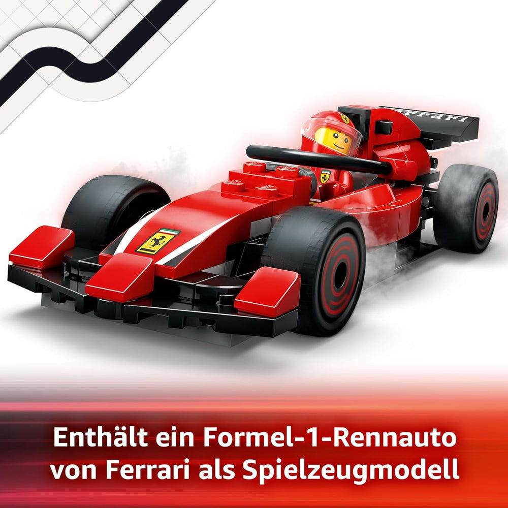 LEGO City F1 Pit Stop Pit Crew-val és Ferrari Flitzerrel - Formel 1 Pit Stop készlet 1 versenyzővel és 4 szerelő minifigurával - Spielzeug Rennauto für Boys und Mädchen ab 6 Jahren - 60443