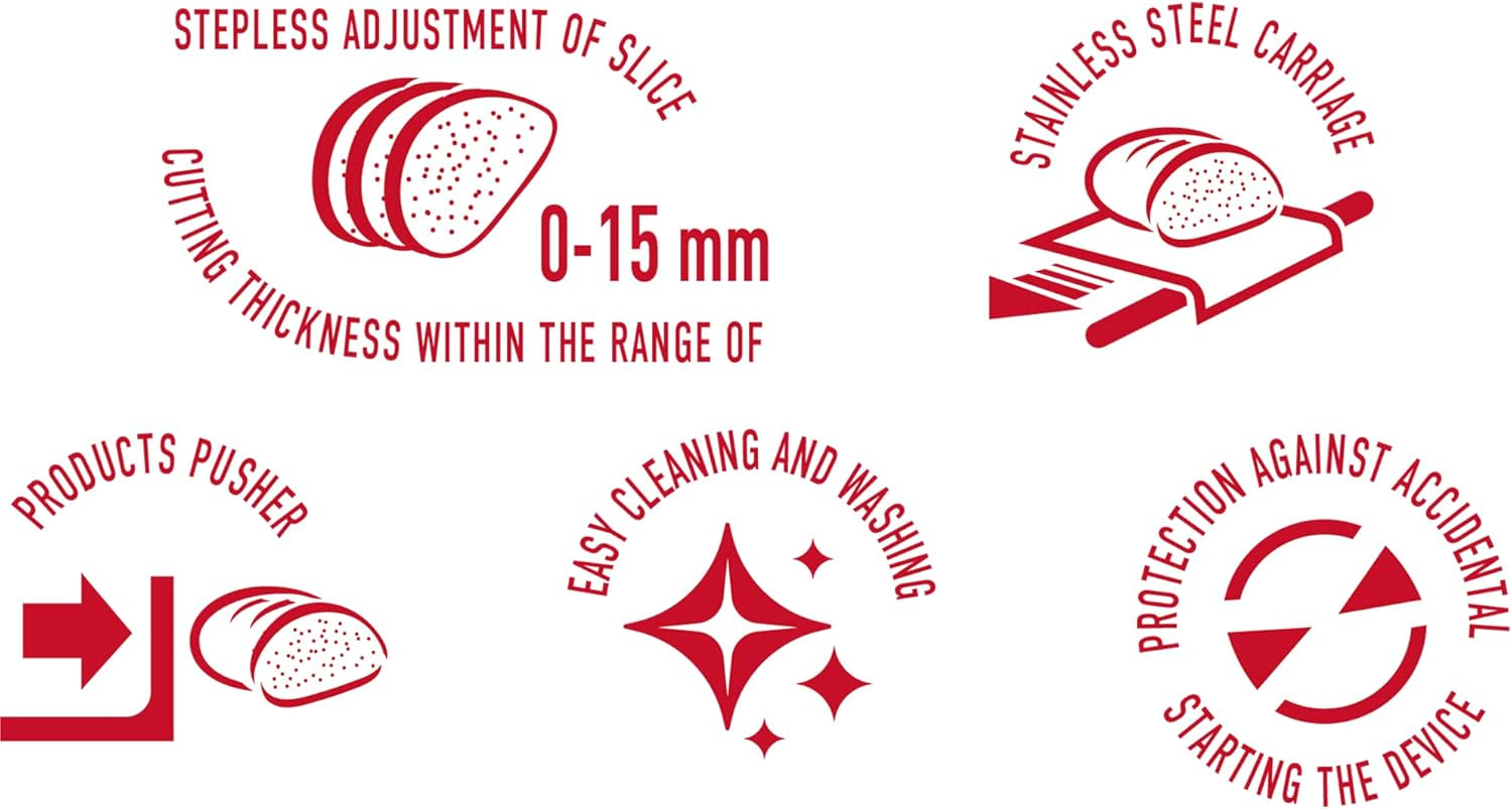 MPM MKR-05 Univerzális elektromos szeletelő, állítható vágási vastagság 15 mm-ig, 150 W aprítók és szeletelők Naty Shop