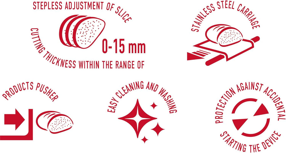 MPM MKR-05 Univerzális elektromos szeletelő, állítható vágási vastagság 15 mm-ig, 150 W aprítók és szeletelők Naty Shop