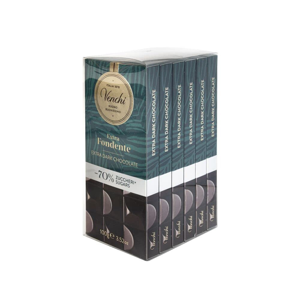 Venchi - 6 db tábla mogyorós étcsokoládé csomag, 600g - Hozzáadott cukor nélkül - Mesterséges édesítőszer nélkül - Gluténmentes - Vegán - Ajándékötlet