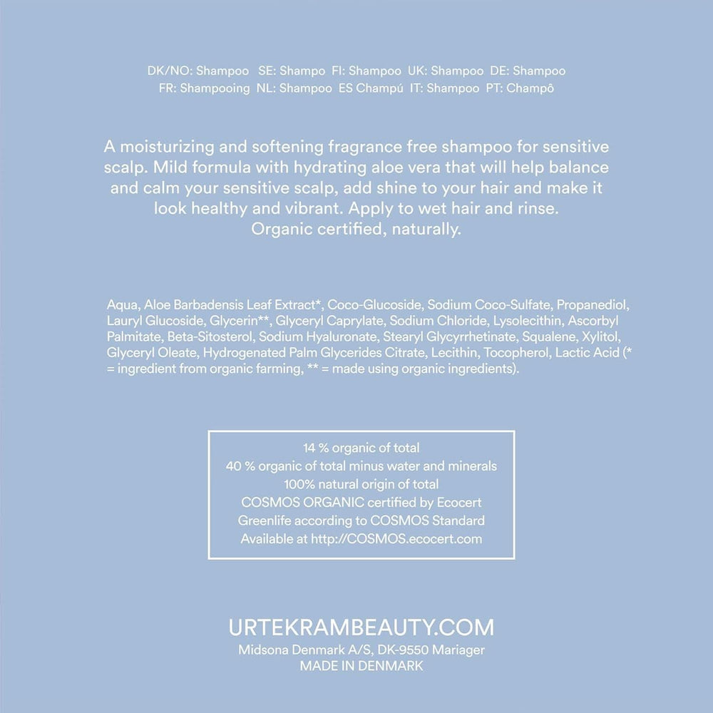 Urtekram Șampon - fără parfum, echilibrat, sensibil 500 ml Duș și baie Naty Shop