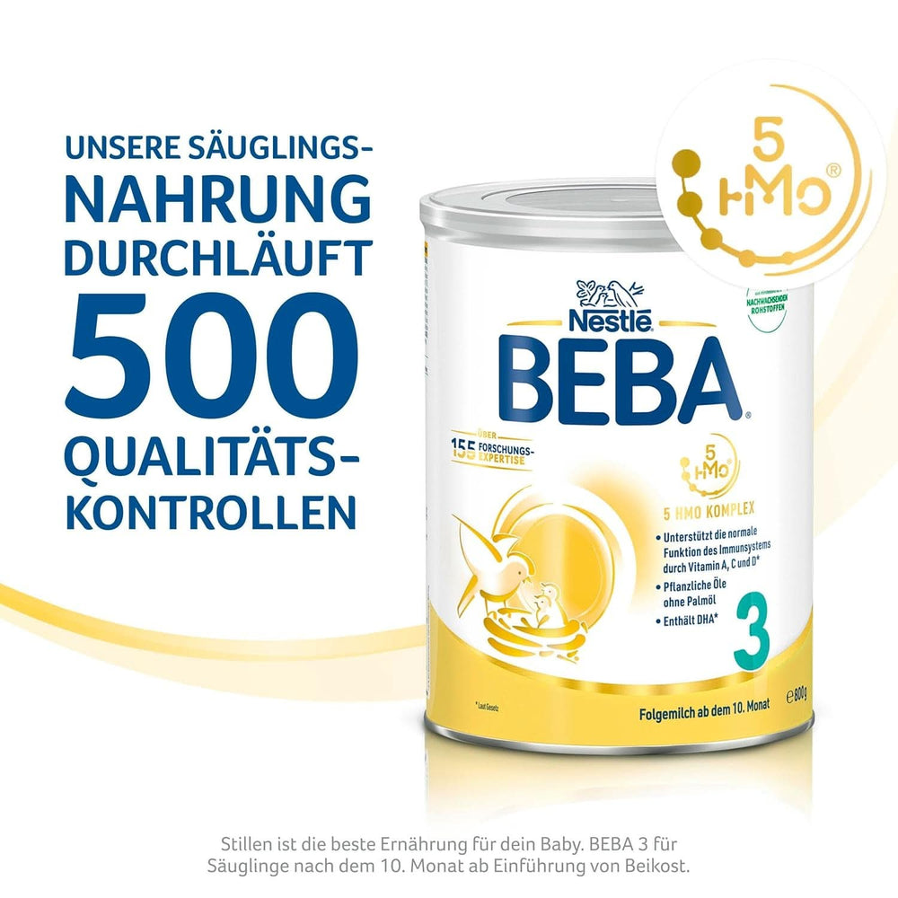 Nestle BEBA 2 Nyomtató tejpor 6 hónap után, komplex 5 HMO-val, csak laktóz, pálmaolaj nélkül, 3 db (3 x 800G) Mother and Child Naty Shop csomag