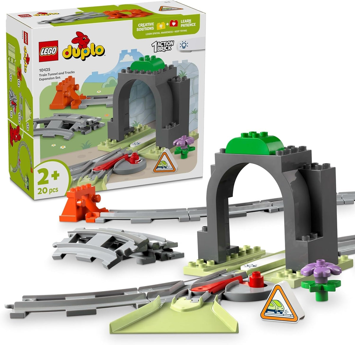 LEGO DUPLO Town Railway Tunnel And Tracks - Set de expansiune, cadou pentru copii mici, încurajează dexteritatea, set de joacă pentru fanii vehiculelor de la 2 ani, jucărie de învățare creativă 10425 Seturi de constructie Besuche den LEGO-Store Titlu implicit